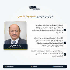 الرئيس اليمني يحذر من تحول البلاد إلى ساحة صراع إقليمي إذا تعثرت استعادة الدولة